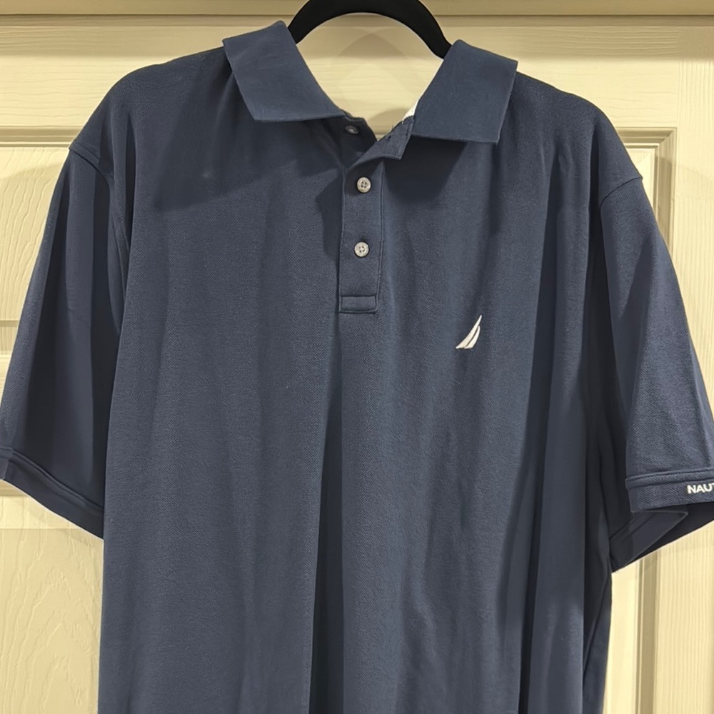 Nautica Blue Polo Shirt Classic Design Short Sleeves
